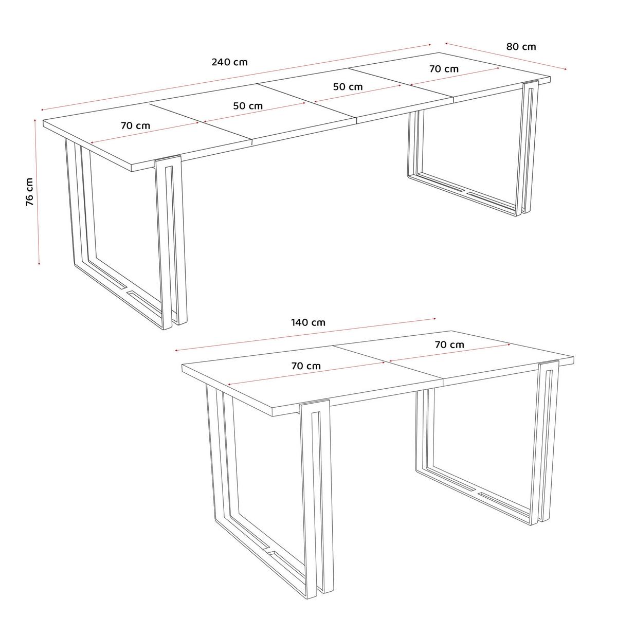 TISCH ausziehbar aus MDF, Weiß - Schwarz/Weiß, Holzwerkstoff (140/80/76cm) - Idohome