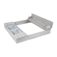 SANDKASTEN aufklappbare Sitzbank + Spielwannen grau - Grau, Holz (120/125/20.5cm) - Roba