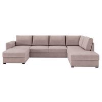 WOHNLANDSCHAFT Wilma Premium, Seite: Rechts - Hellrosa/Schwarz, Holz/Textil (305/85/188cm) - MIRJAN24