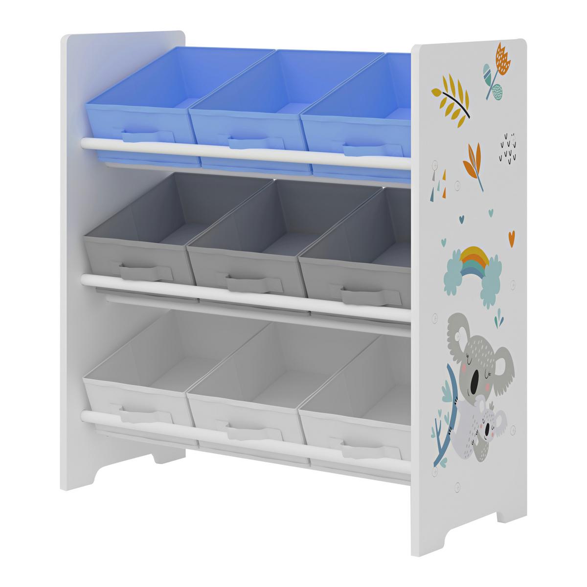 KINDERREGAL Boiro - Blau/Weiß, Holzwerkstoff/Textil (62/59.5/29.5cm) - [en.casa]