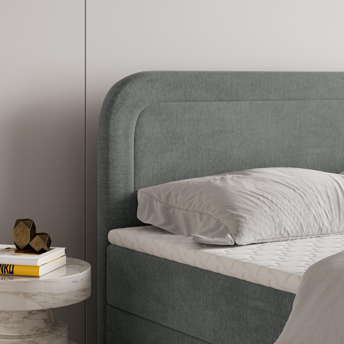 BOXBETT ARMEL 140x200 cm mit Matratze und Topper - Grau - Grau, Holz (140/200cm) - MASSENO