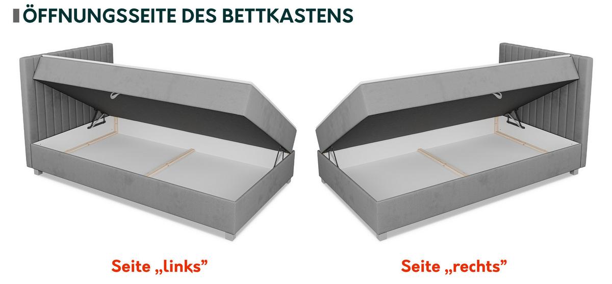 BOXBETT Viki - H3 - Silberfarben/Grau, Holzwerkstoff/Kunststoff (90/200cm) - MIRJAN24