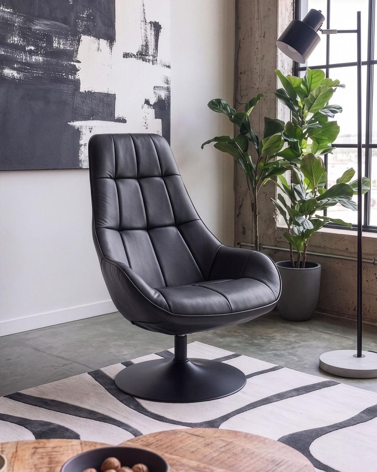 DREHSESSEL Kunstleder Schwarz Marstrand - Schwarz, Kunststoff/Metall (65/99/82cm) - Beliani