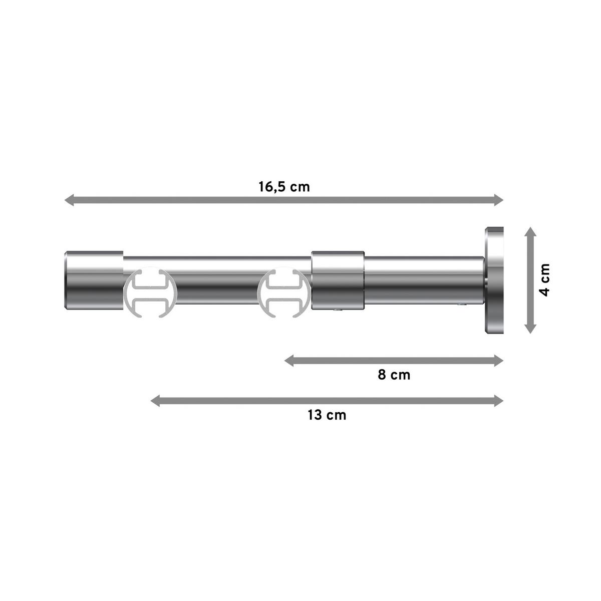 GARDINENSTANGE INNENLAUF Prestige Verano 400 cm (geteilt in 2 x 200 cm), 2-läufig, 20 mm Ø Chrom - Chromfarben/Schwarz, Metall (400cm) - INTERDECO