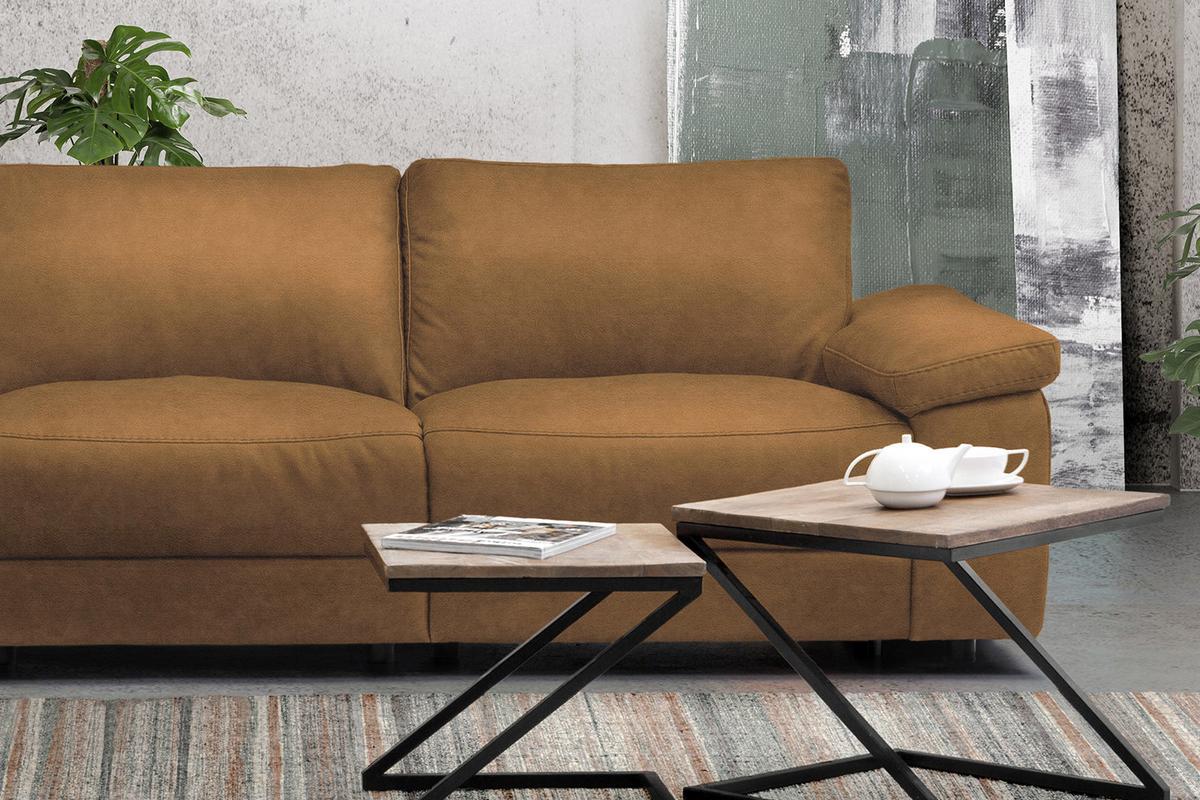 ECKSOFA XL MOTORISCHER RELAXFUNKTION LOLA Orange Webstoff Relaxfunktion - Cognac/Schwarz, Textil (304/178cm) - KAWOLA