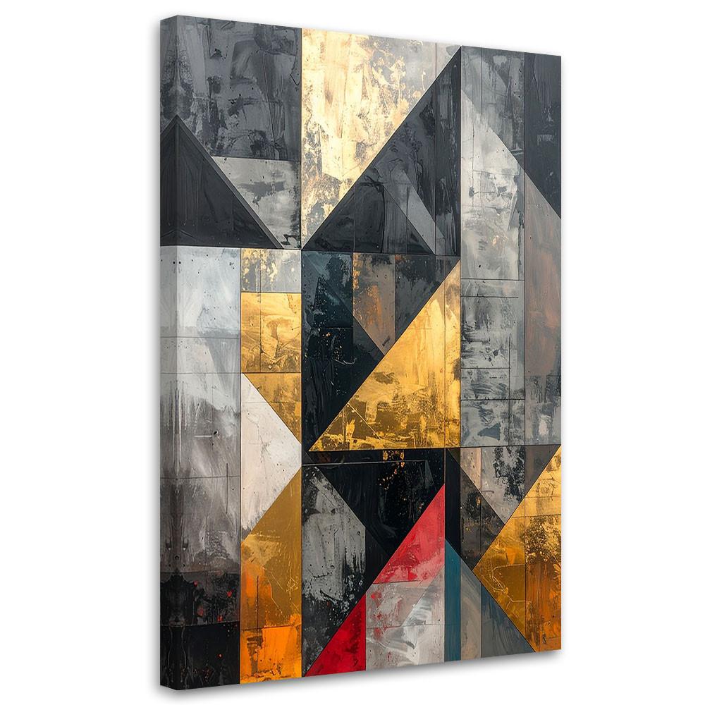 WANDBILD, Abstrakt Grau Gold Formen - Grau, Textil (30/45cm) - Feeby