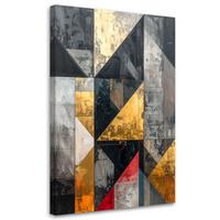 WANDBILD, Abstrakt Grau Gold Formen - Grau, Textil (60/90cm) - Feeby