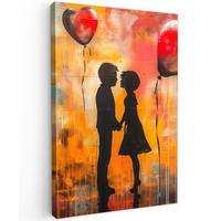 LEINWANDBILD Straßenkunst - Liebe - Graffiti - Kunst - Banksy Wanddeko 40x60 cm - Orange, Textil (40/60cm) - MuchoWow