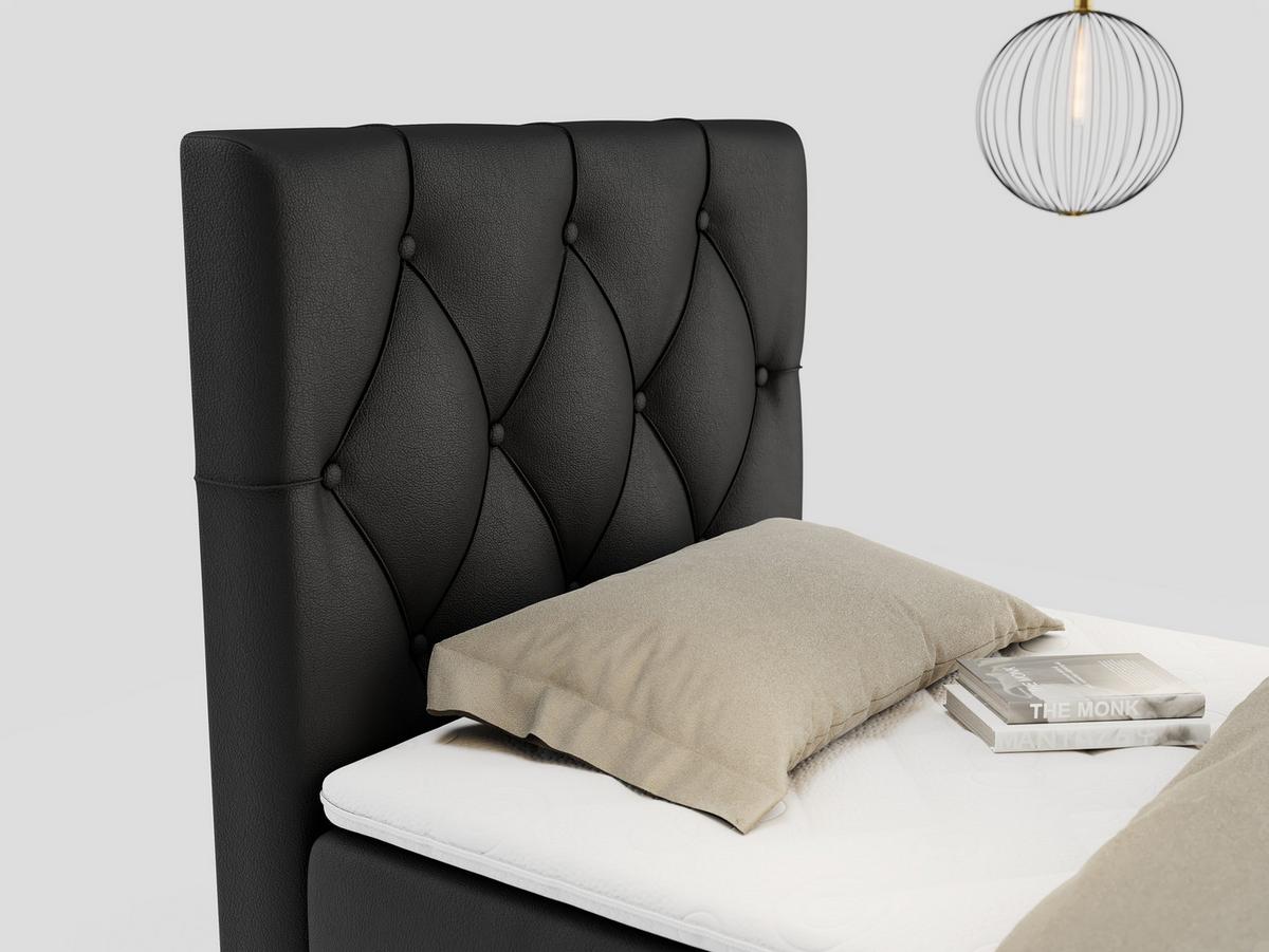 BOXBETT ALDA 90/200 Schwarz Kunstleder - H3 - Links Seite - Schwarz, Holz/Textil (90/200cm) - MKS