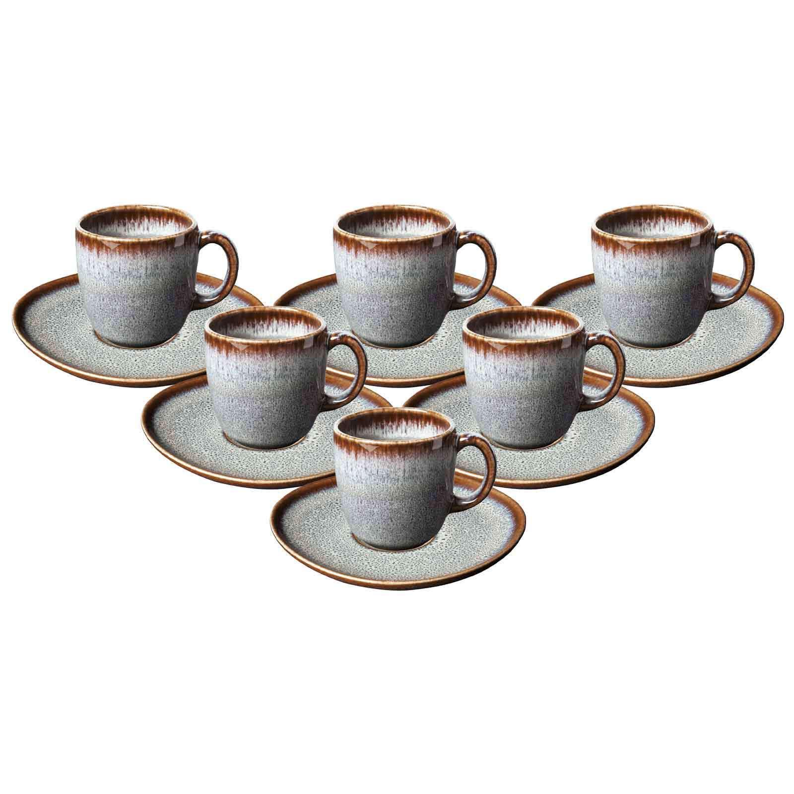 KAFFEETASSEN MIT UNTERTASSEN Lave Beige 190 ml 6er Set - Beige, Keramik (15.2/9.9/15.3cm) - like.Villeroy & Boch