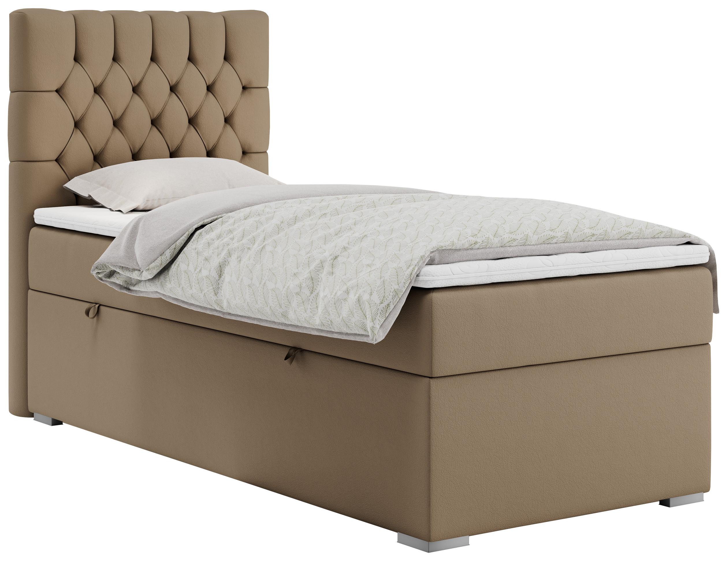 BOXBETT PERA 90/200 Braun Kunstleder - H4 - Links Seite - Braun, Holz/Textil (90/200cm) - MKS