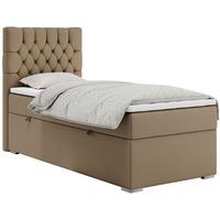 BOXBETT PERA 90/200 Braun Kunstleder - H3 - Links Seite - Braun, Holz/Textil (90/200cm) - MKS