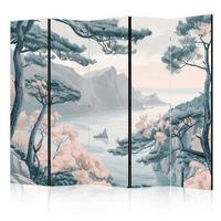 PARAVENT Akustik 5-tlg 225x172 cm Bergküste Landschaft - Grau, Holz/Textil (225/172/3cm) - Muralo
