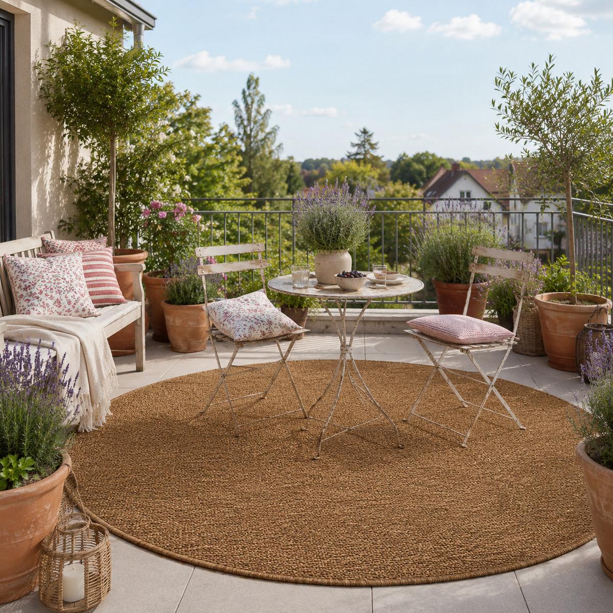 IN- & OUTDOOR FLACHGEWEBE TEPPICH PORTO RUND - Naturfarben, Textil (100/100cm) - Snapstyle