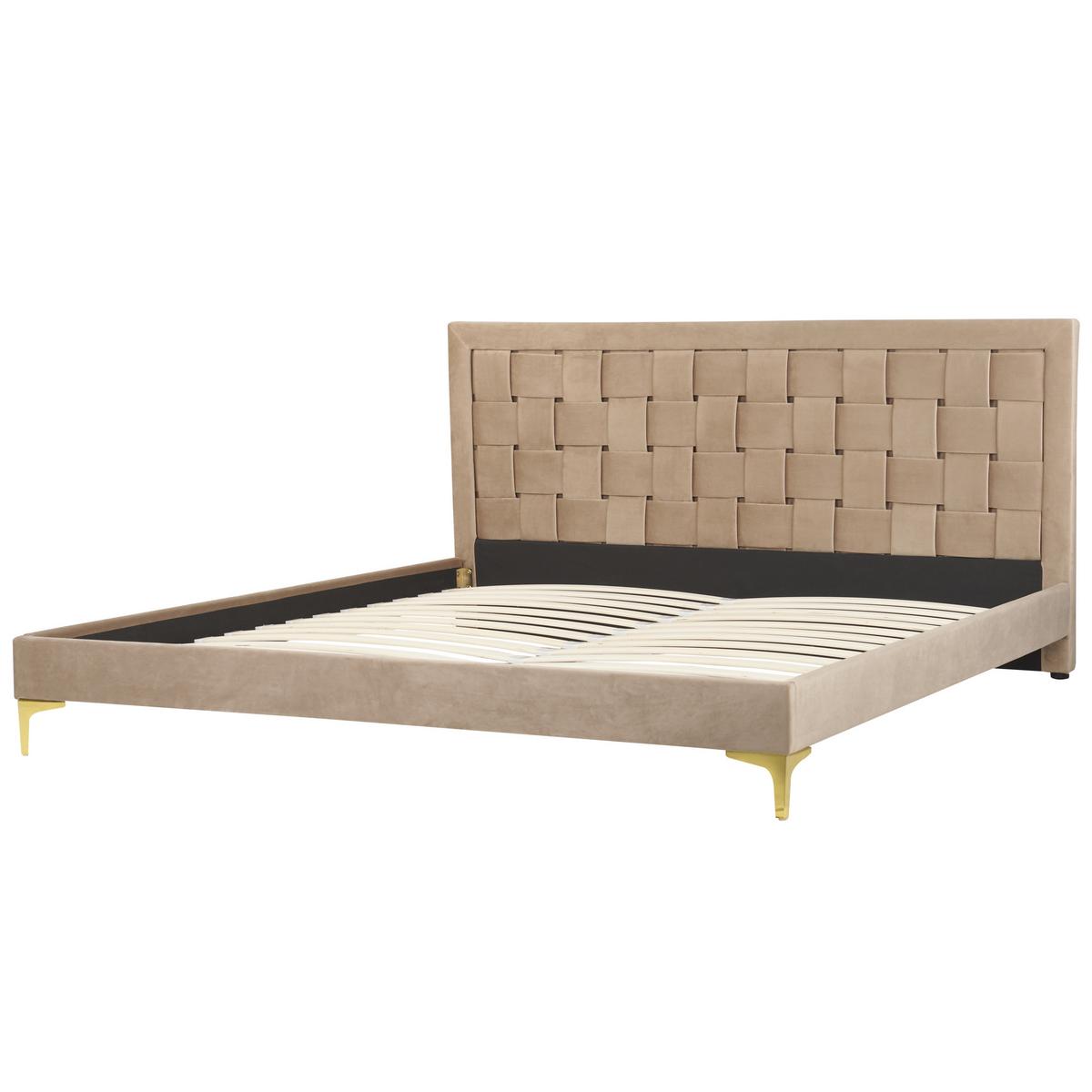 DOPPELBETT 180/200cm Taupe Limoux - Taupe, Textil (180/200cm) - Beliani
