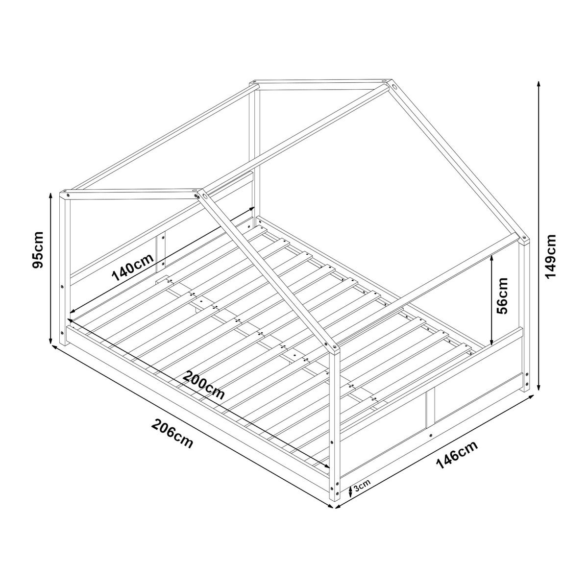 KINDERBETT Simo - Weiß, Holz (140/200cm) - [en.casa]