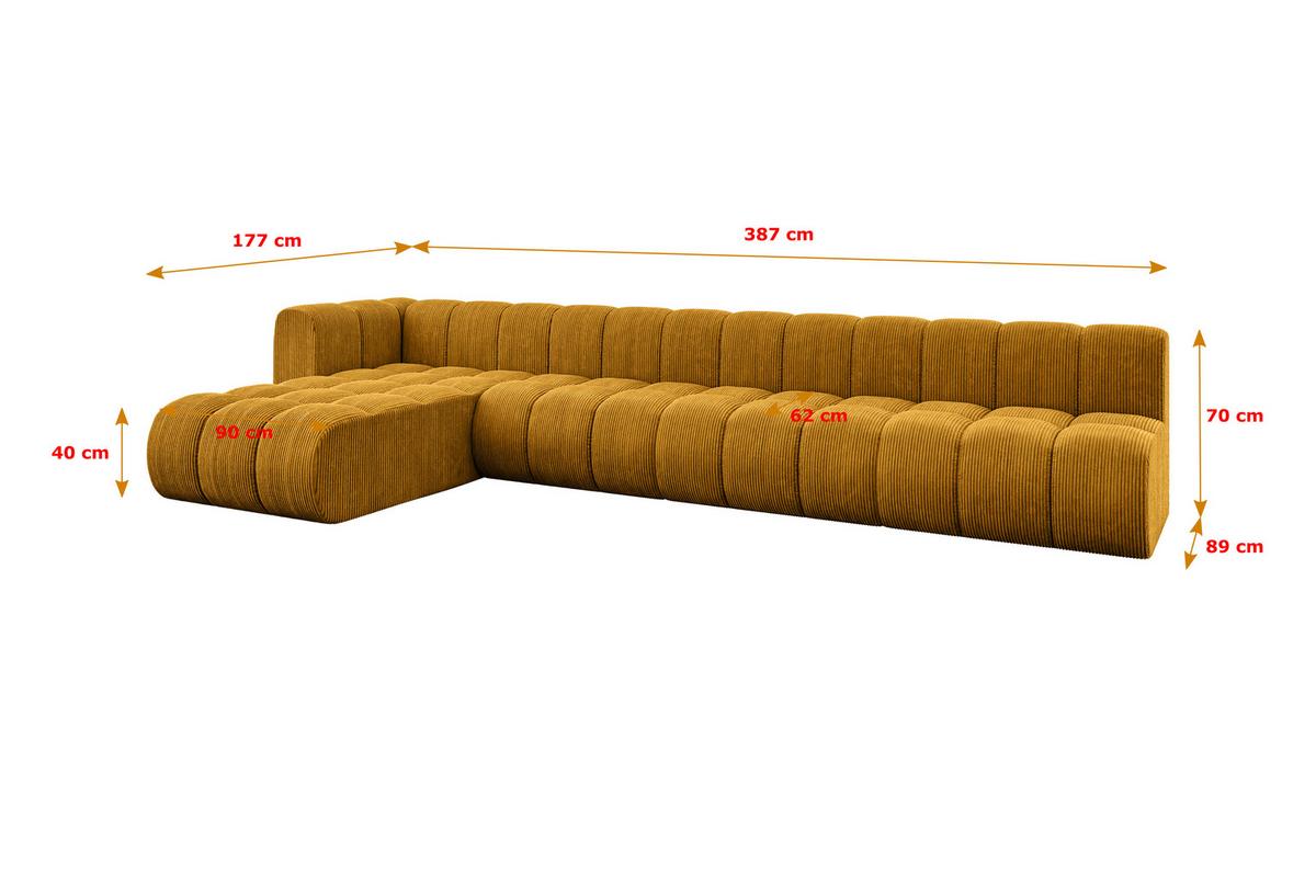 ECKSOFA modulares Sofa Darnel-L3 - 387x177x70 cm Senfgelb - Currygelb, Holzwerkstoff/Textil (387/177cm) - ALTDECOR