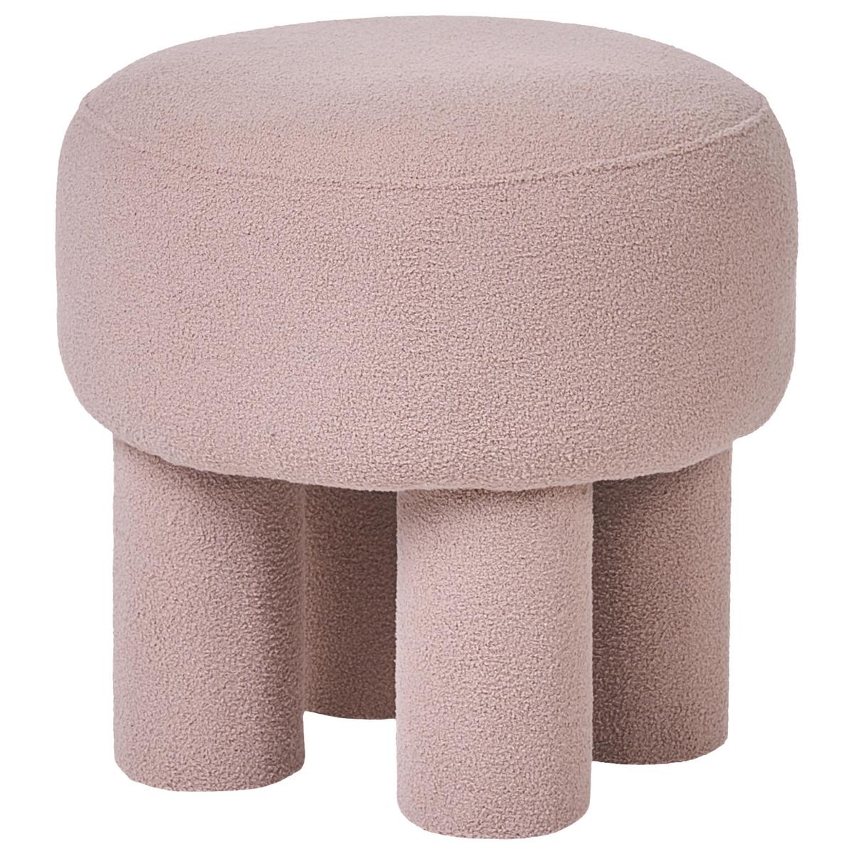 HOCKER Bouclé Beige Canby - Beige, Textil (43/38/43cm) - Beliani