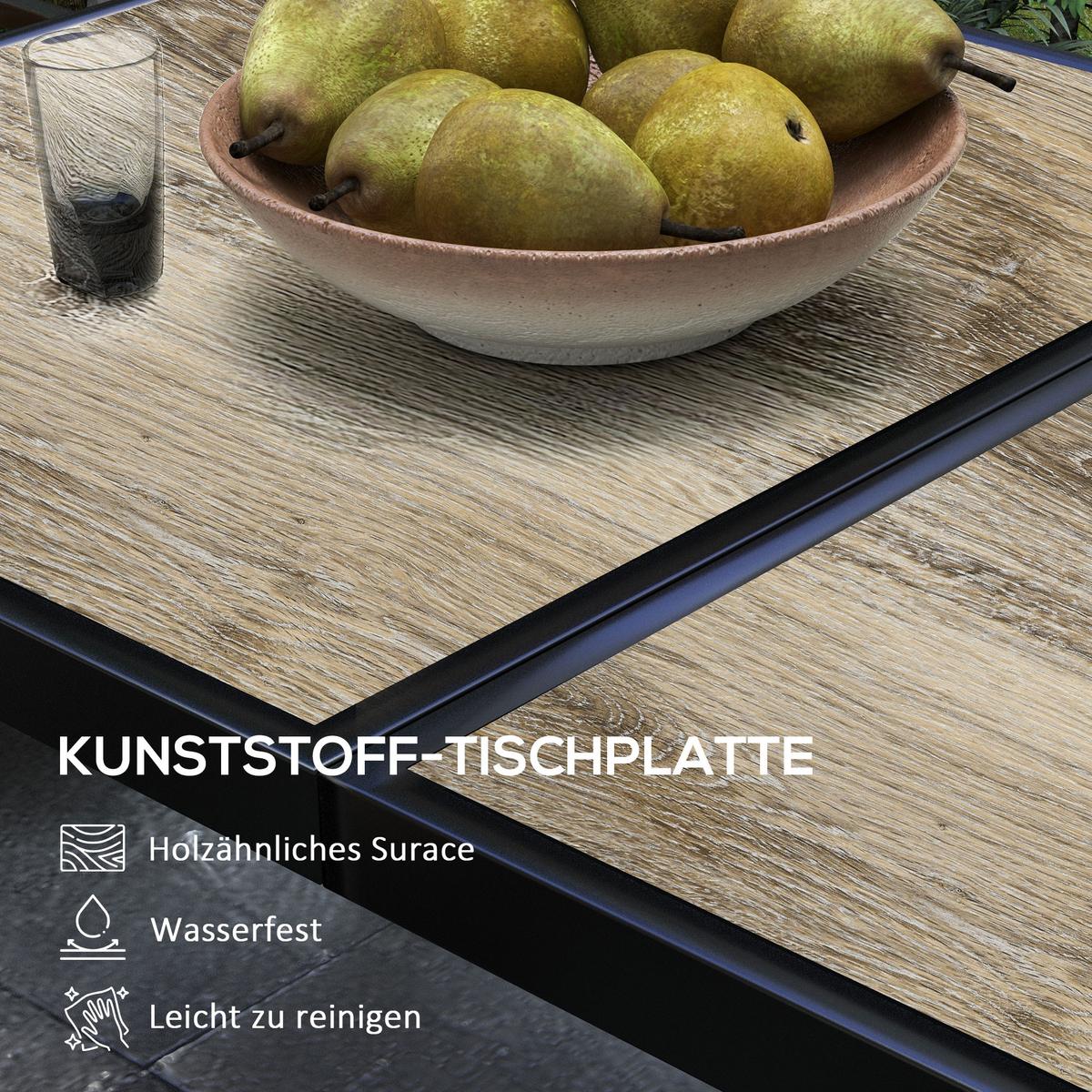 GARTENTISCH, Bistrotisch, Grau, Stahl - Grau, Kunststoff (145/85/72cm) - Outsunny