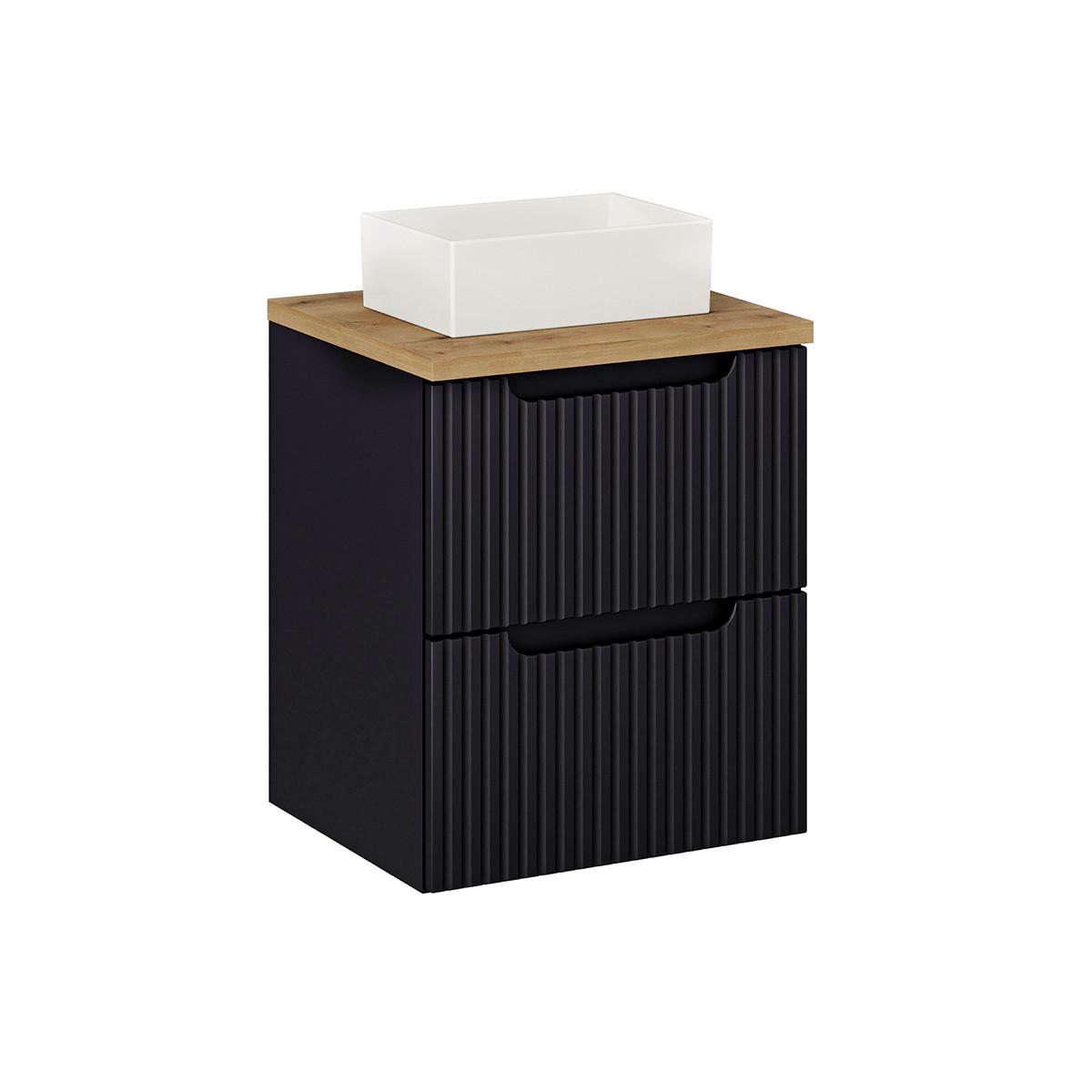WASCHTISCH 50.4cm Riva Schwarz und Holz - Schwarz, Holzwerkstoff (50.4/59/40cm) - Petits-meubles