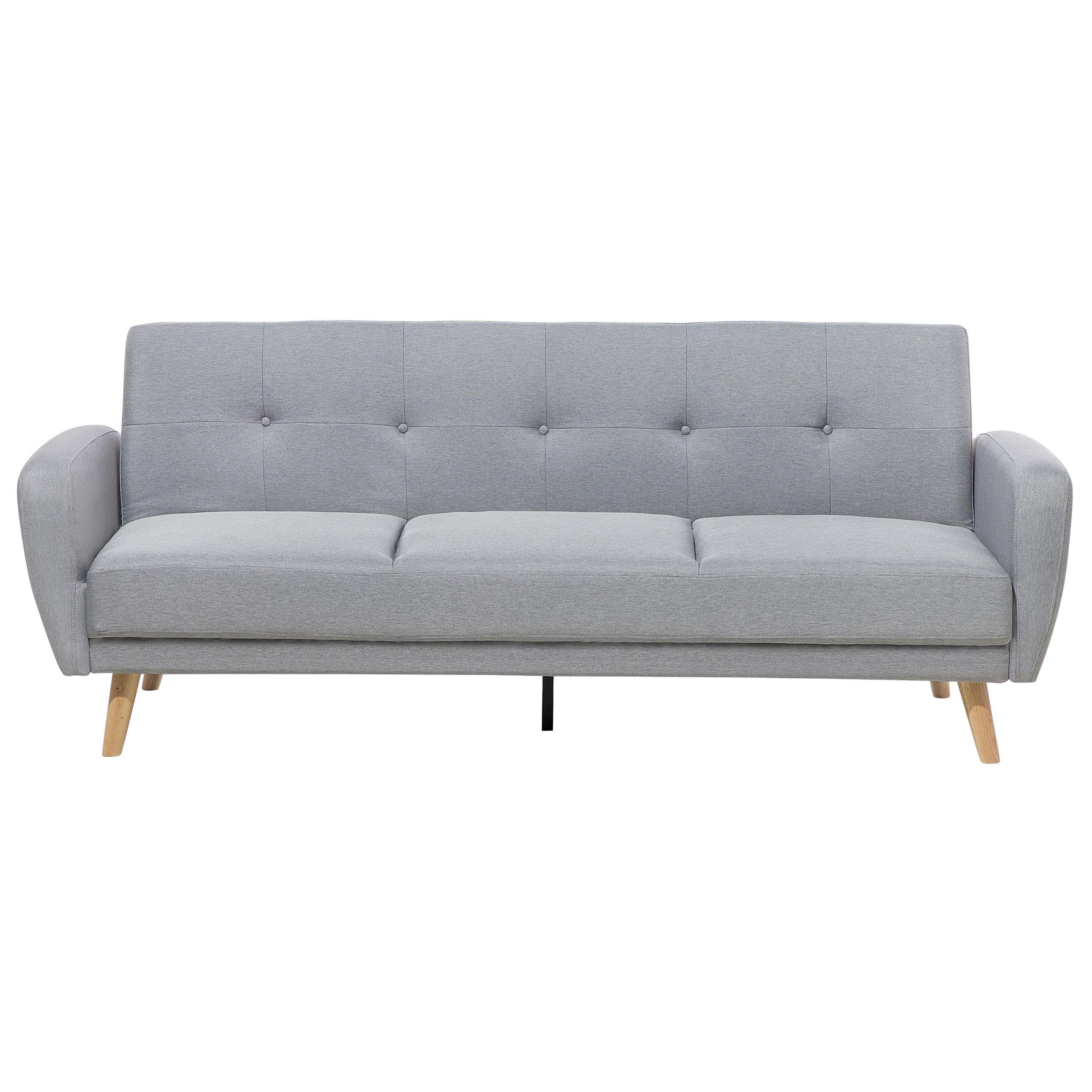 3-SITZER-SCHLAFSOFA Polyester Grau Florli - Hellgrau, Textil (214/82/85cm) - Beliani