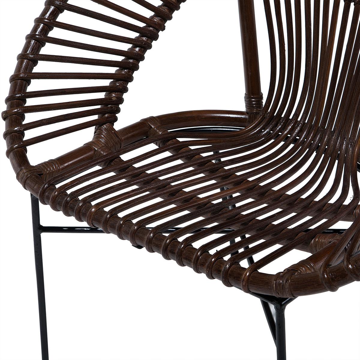 RATTANSTUHL Rattan Braun Sarita - Braun, Naturmaterialien/Metall (70/80/48cm) - Beliani