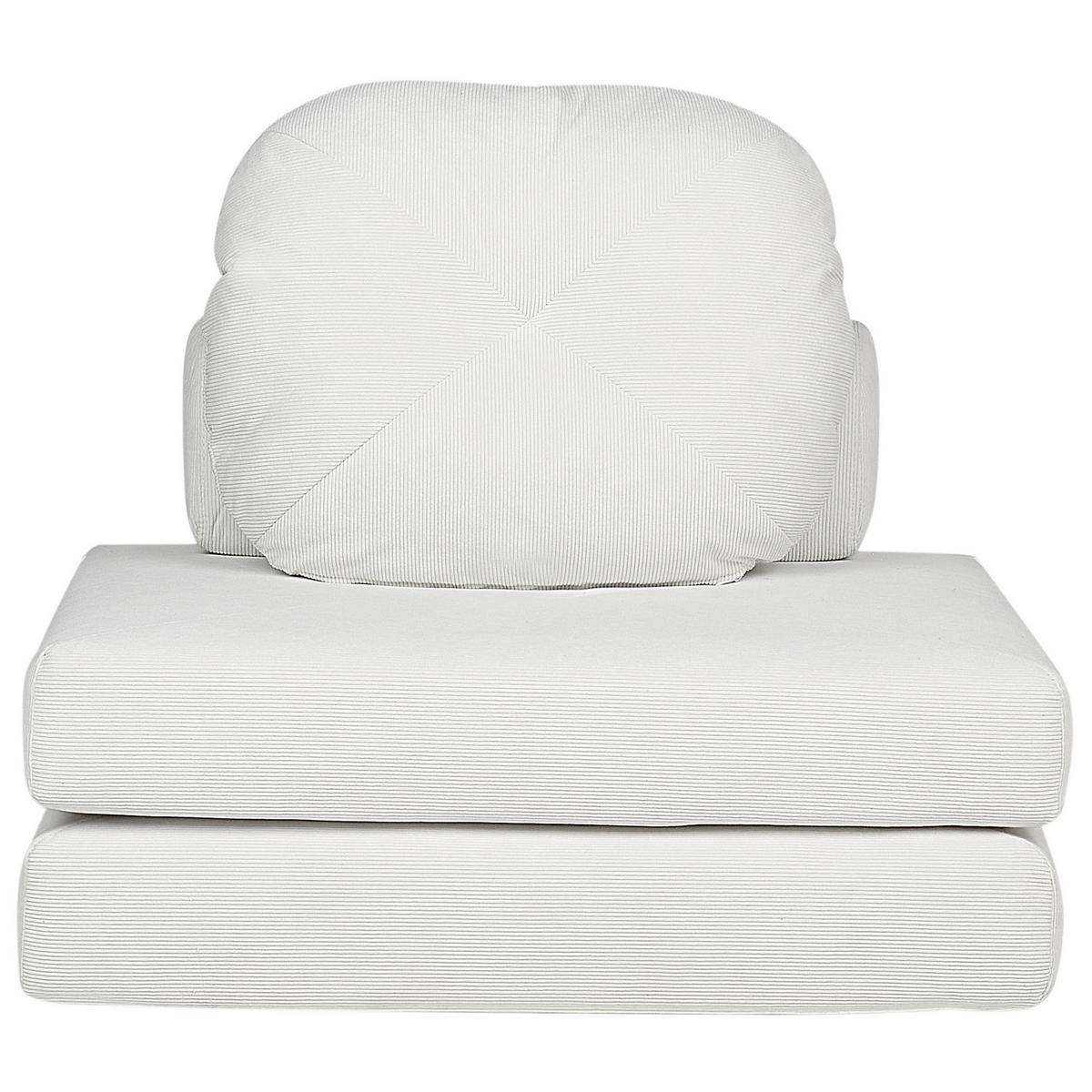 1-SITZER BODENSOFA Cord weiß mit Schlaffunktion Olden - Weiß, Textil (81/54/91cm) - Beliani