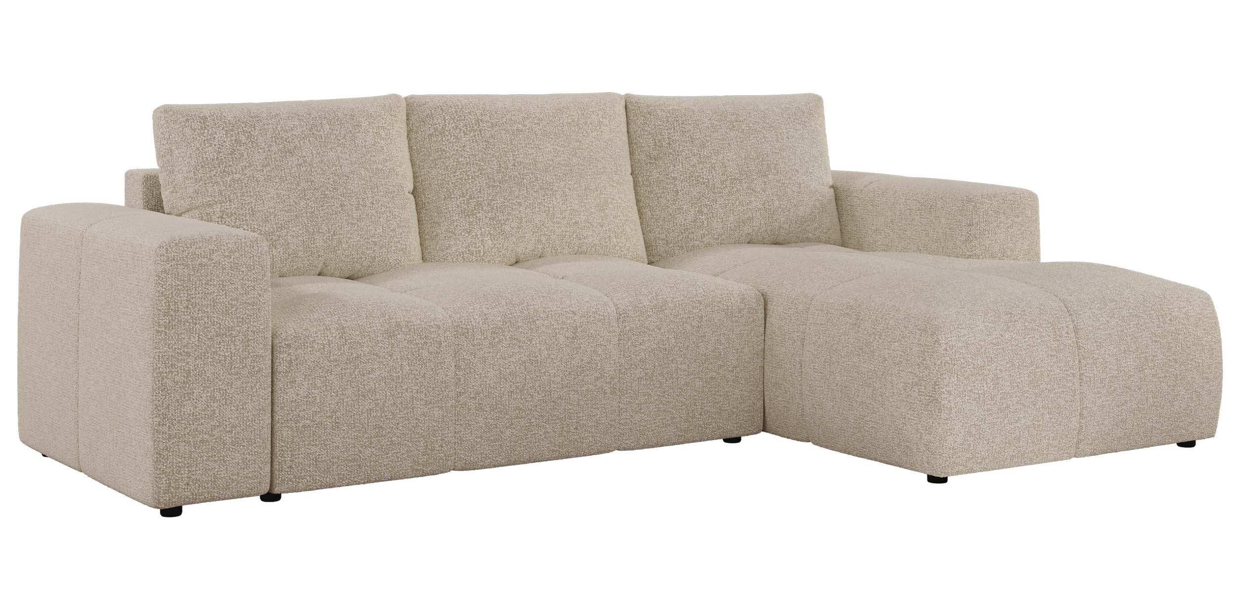 ECKSOFA MONIVA Creme Strukture - Rechts - Creme/Schwarz, Textil (266/164cm) - MKS