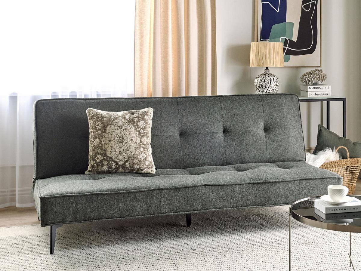3-SITZER-SCHLAFSOFA dunkelgrau/schwarz Essvik - Schwarz/Grau, Textil (191/83/90cm) - Beliani