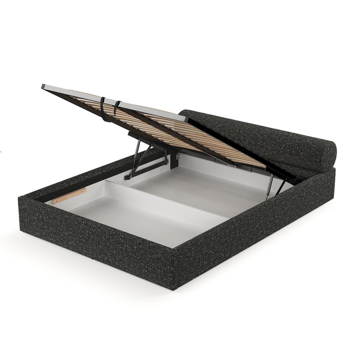 POLSTERBETT Solvo mit Stauraum 160/200 cm Schwarz im Blur Stoff - Schwarz/Naturfarben, Holz/Holzwerkstoff (160/200cm) - AltaBeds
