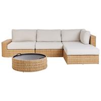 GARTEN-ECKSOFA mit Tisch 4-Sitzer Polyrattan linksseitig Beige Oliveri - Beige/Naturfarben, Kunststoff - Beliani