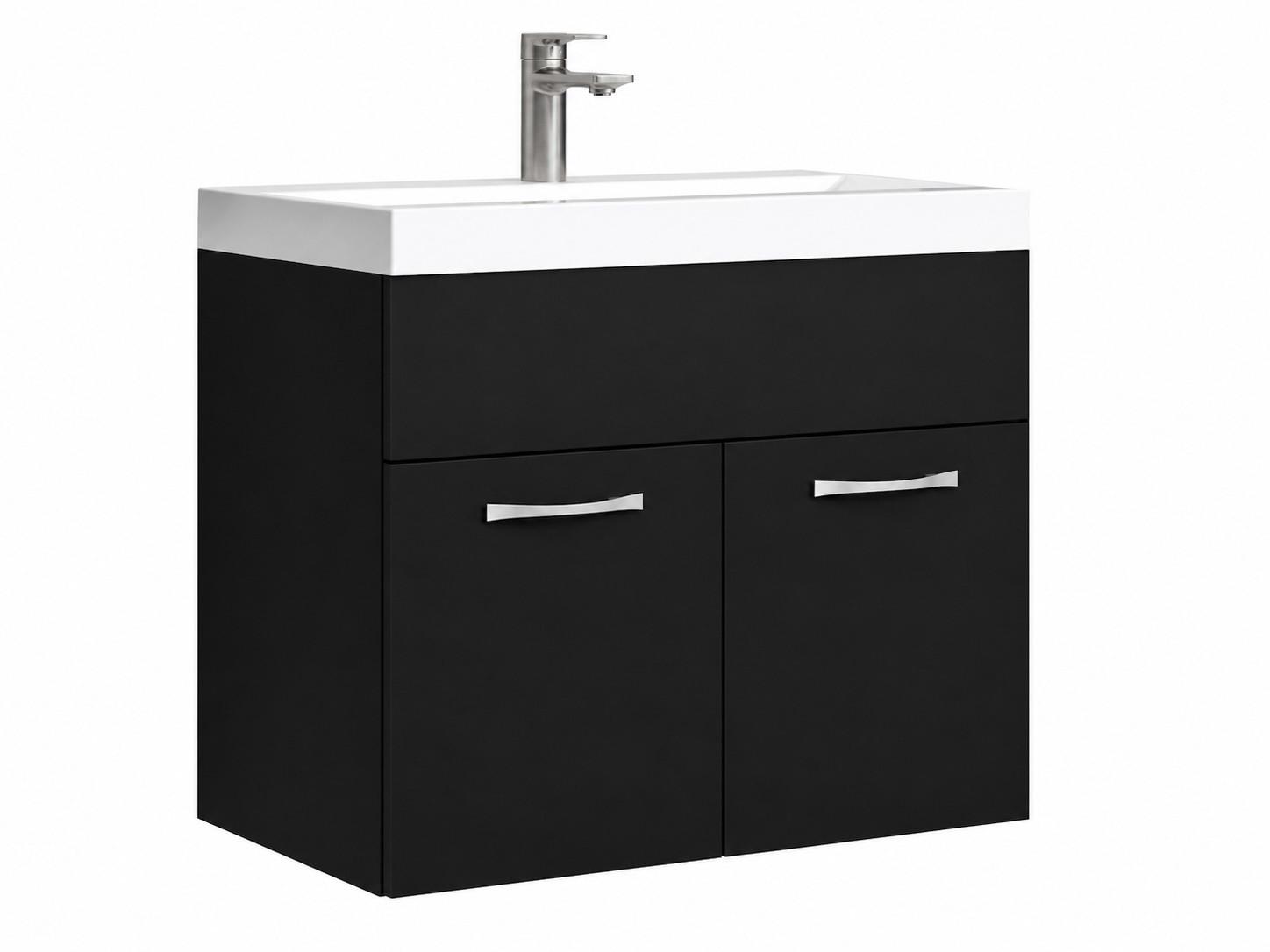 BADMÖBEL-SET Montreal 2 Teile Schwarz Matt - 60 x 35 x 51 cm - Schwarz, Holz (60/51/35cm) - Badplaats