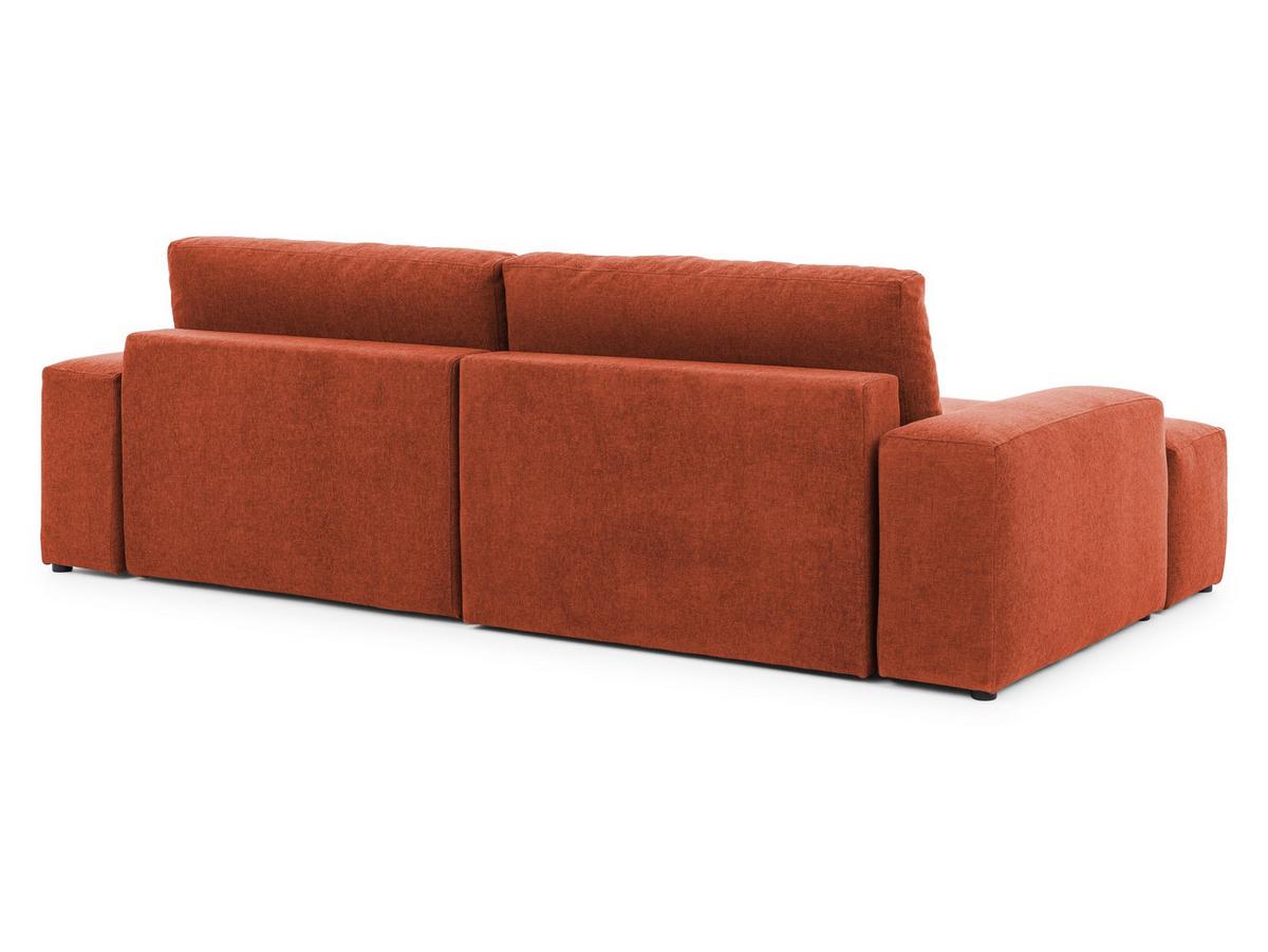 ECKSOFA inkl. Hocker Lennon aus Terrakotta Strukturstoff mit Schlaffunktion und Bettkasten - Terracotta/Schwarz, Holz/Kunststoff (137/264cm) - S-Style