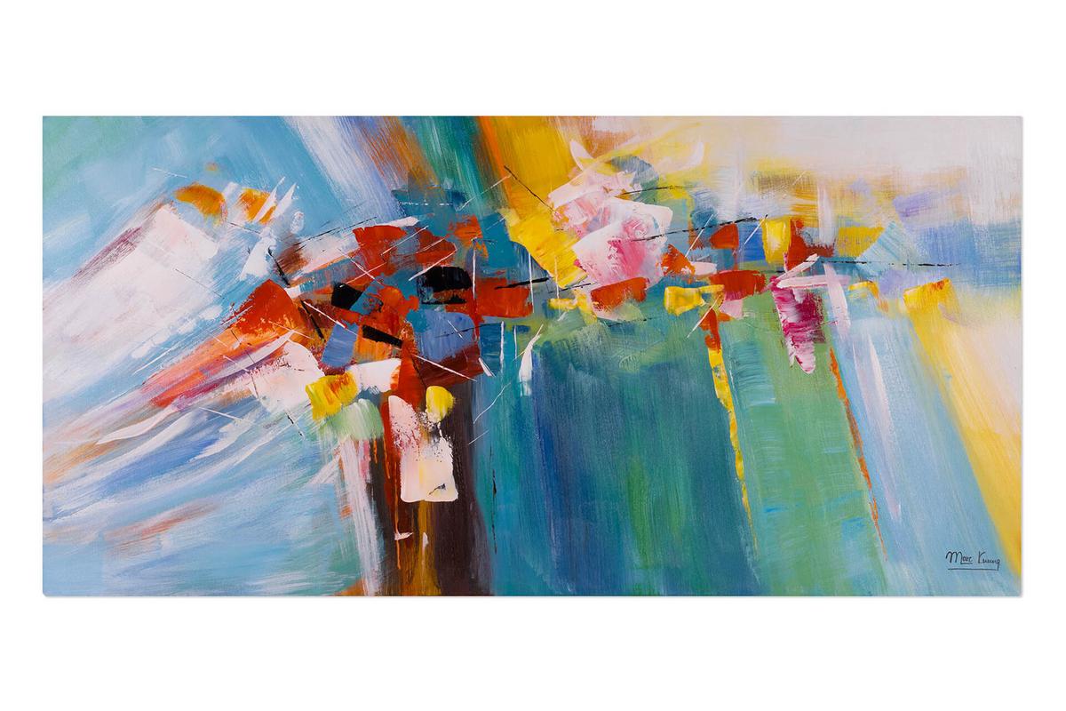 ACRYLBILD HANDGEMALT 120/60 cm - Blau/Multicolor, Holz/Textil (120/60cm) - KUNSTLOFT