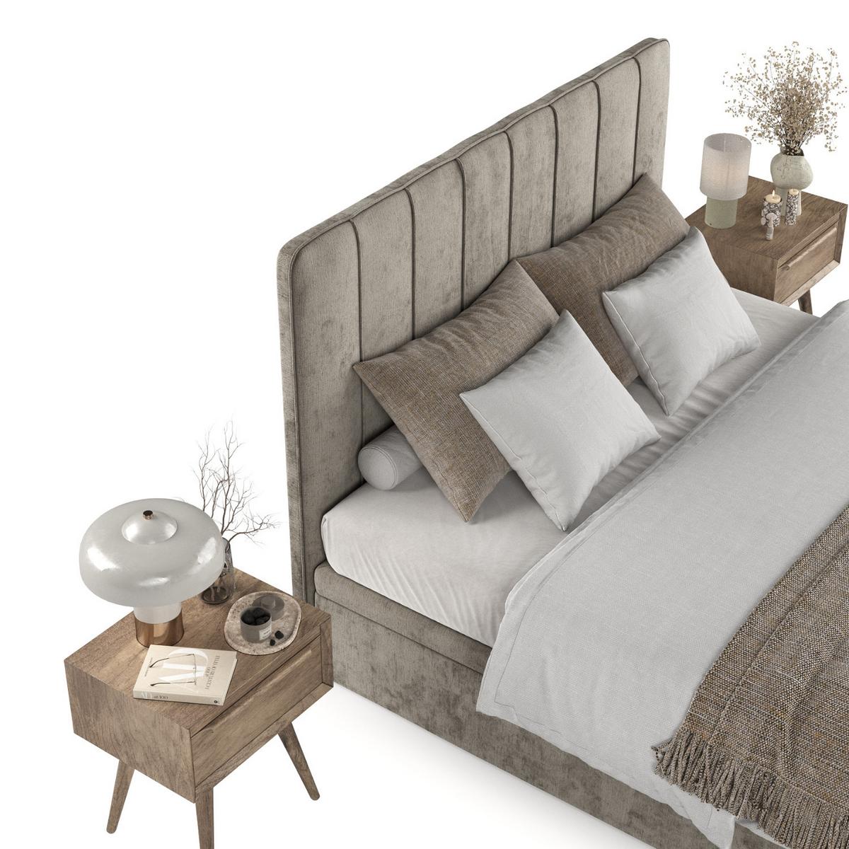 POLSTERBETT Vienna mit Stauraum 180/200 cm Beige im Lotta Stoff - Beige/Schwarz, Holz/Holzwerkstoff (180/200cm) - AltaBeds
