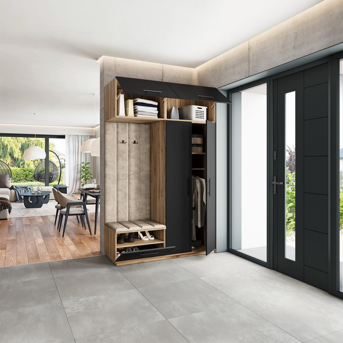 GARDEROBENSCHRANK REMA 150/240/60 cm Modern Eiche Wotan - Beige/Eiche Wotan, Holzwerkstoff (150/240/60cm) - MASSENO