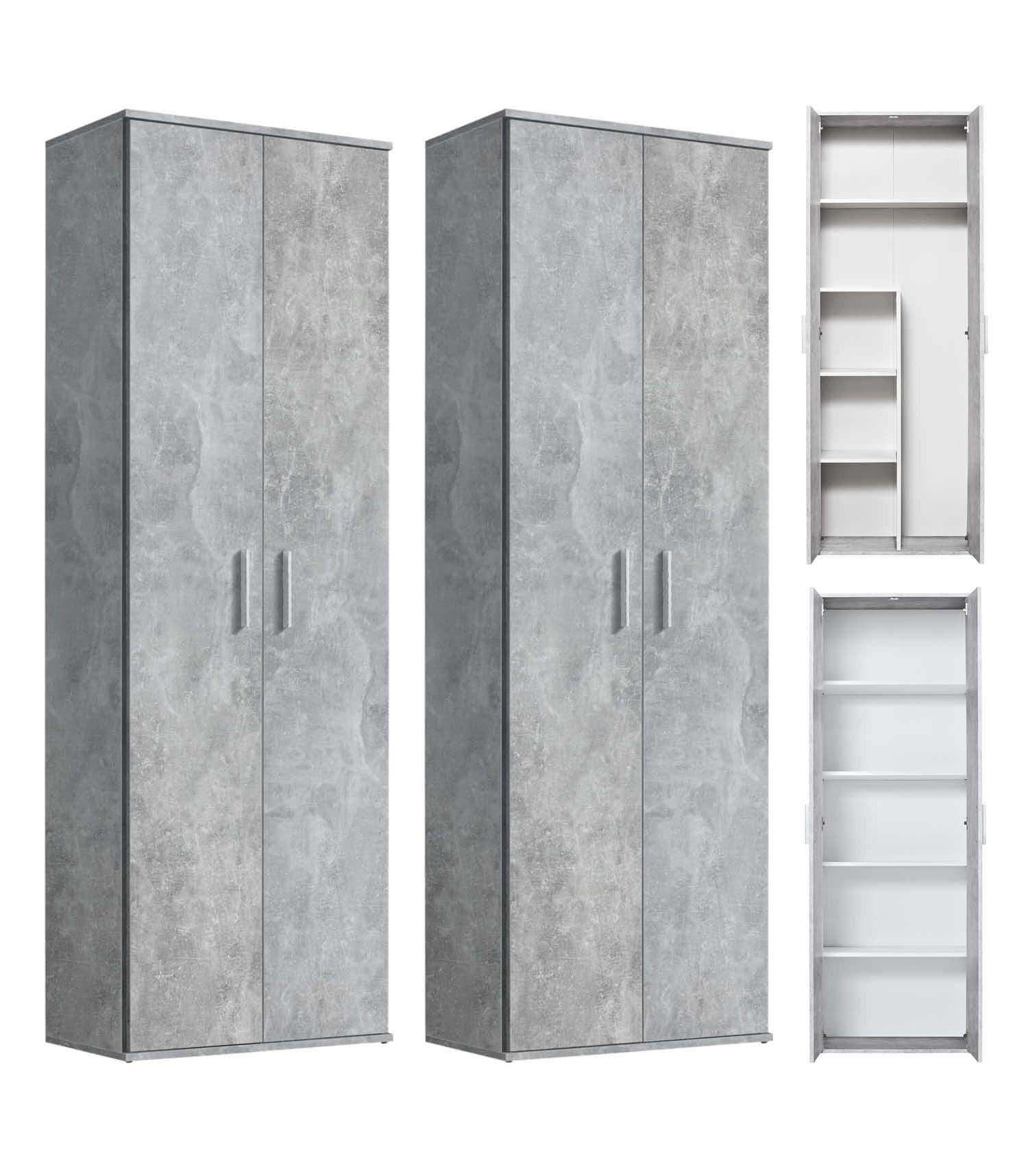 MEHRZWECKSCHRANK SET Der Allzweckwaffe - Silberfarben/Grau, Holzwerkstoff (60/180/34cm) - Mokebo