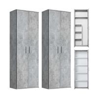 MEHRZWECKSCHRANK SET Der Allzweckwaffe - Silberfarben/Grau, Holzwerkstoff (60/180/34cm) - Mokebo
