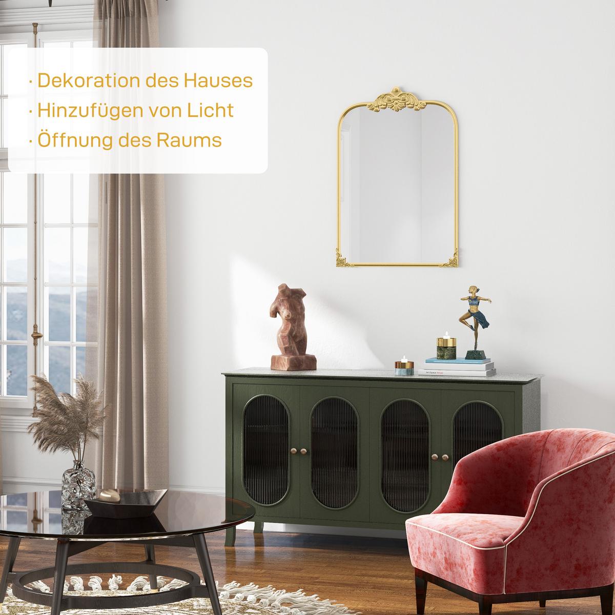 WANDSPIEGEL - Goldfarben, Glas/Metall (3/87/60cm) - HOMCOM