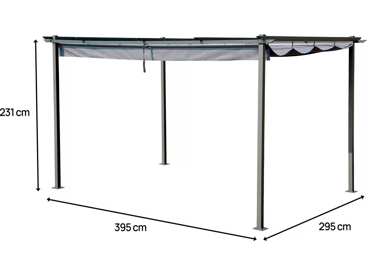 PERGOLA - MARKISE pergola en métal avec toit rétractable - 3 x 4 m - gris anthracite Anthrazit - Grau, Metall (295/231/395cm) - Habitat Garten