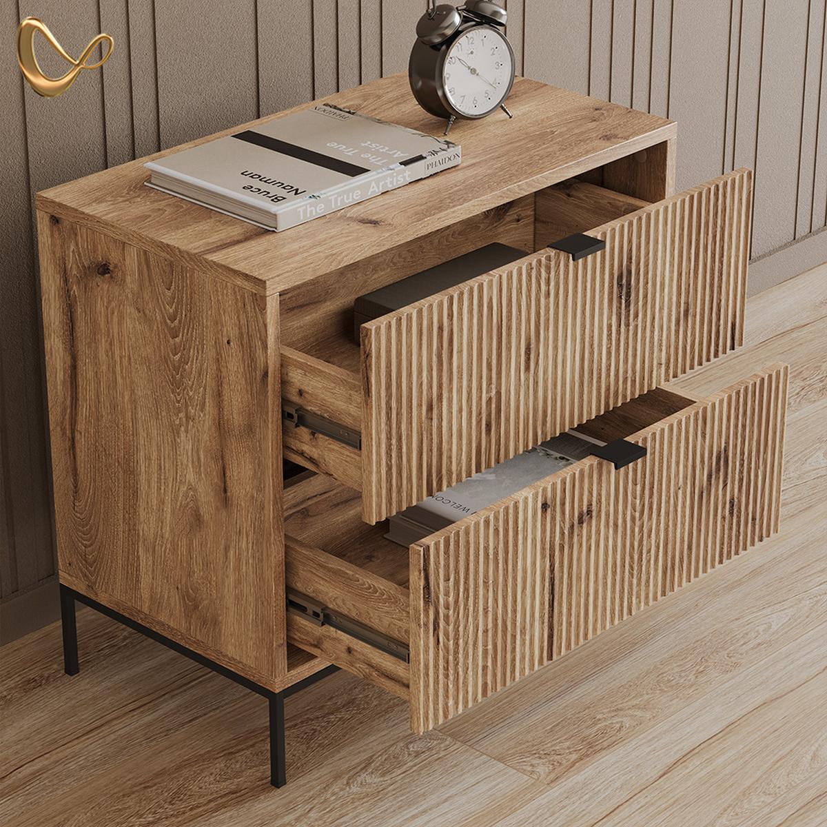NACHTTISCHE Aterno Viking Oak 2er Set - Eichefarben, Holzwerkstoff (66/60/36cm) - Livinity®