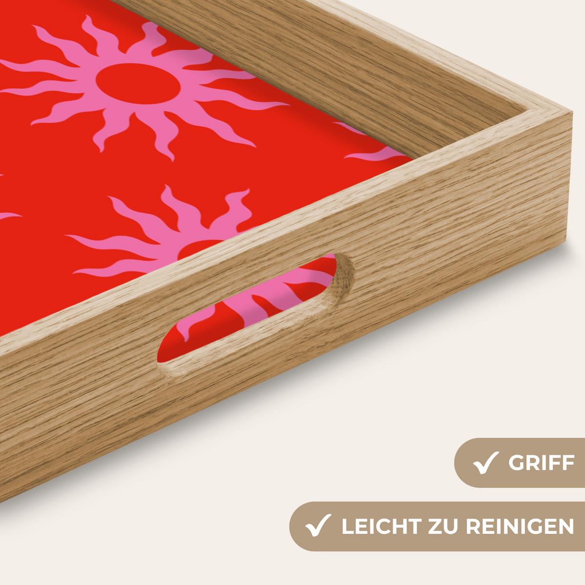 TABLETT Sonnen - Rot - Rosa - Muster - Sommer 50x35 cm - Rot, Holz (50/5/5cm) - OnlyWow