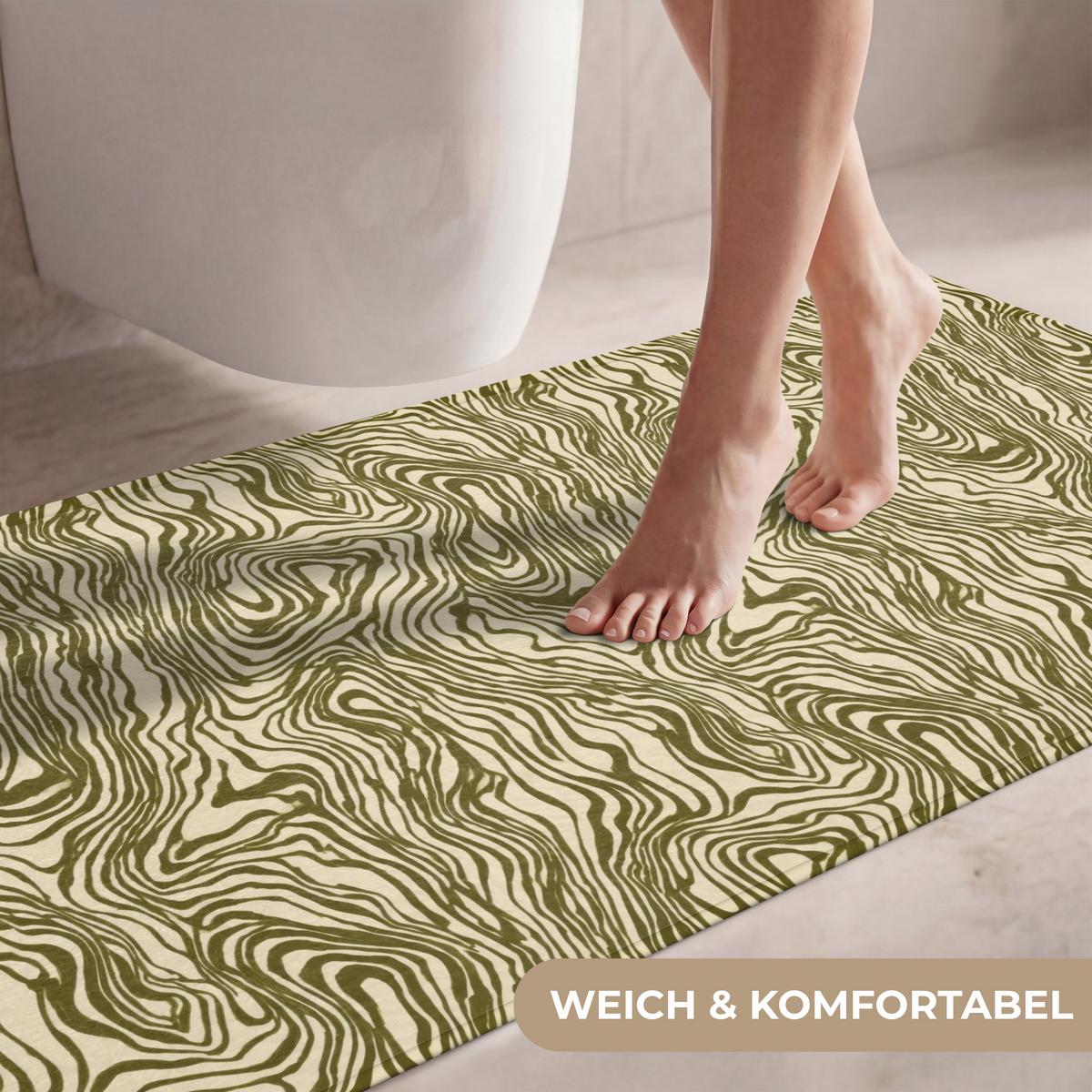 WC-VORLEGER Abstrakt - Marmor - Grün WC Teppich 120x60 cm - Dunkelgrün, Textil (120/1cm) - OnlyWow