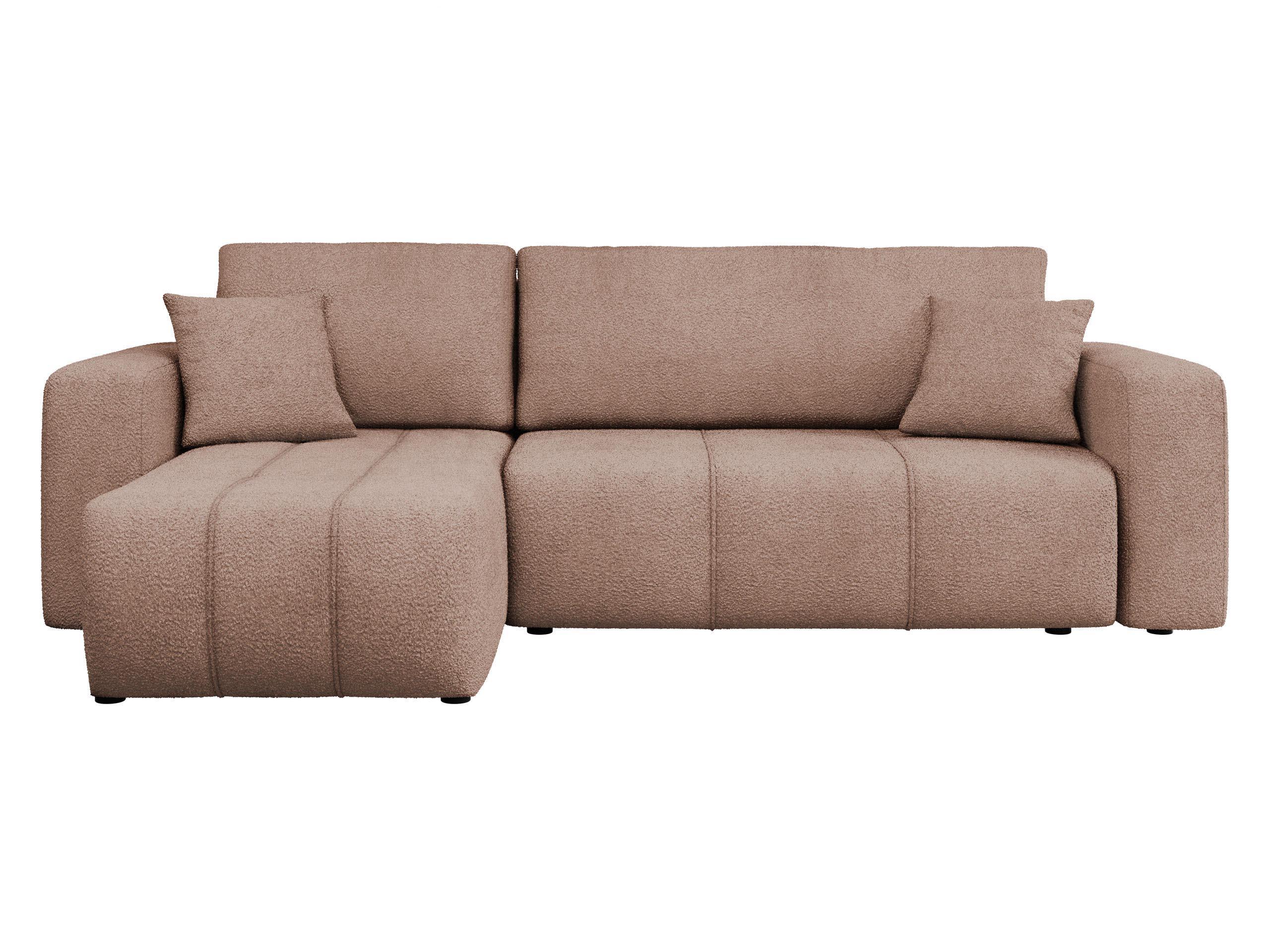 ECKSOFA Furyn Boucle - Hellbraun/Schwarz, Holzwerkstoff/Kunststoff (244/145cm) - MIRJAN24