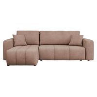 ECKSOFA Furyn Boucle - Hellbraun/Schwarz, Holzwerkstoff/Kunststoff (244/145cm) - MIRJAN24