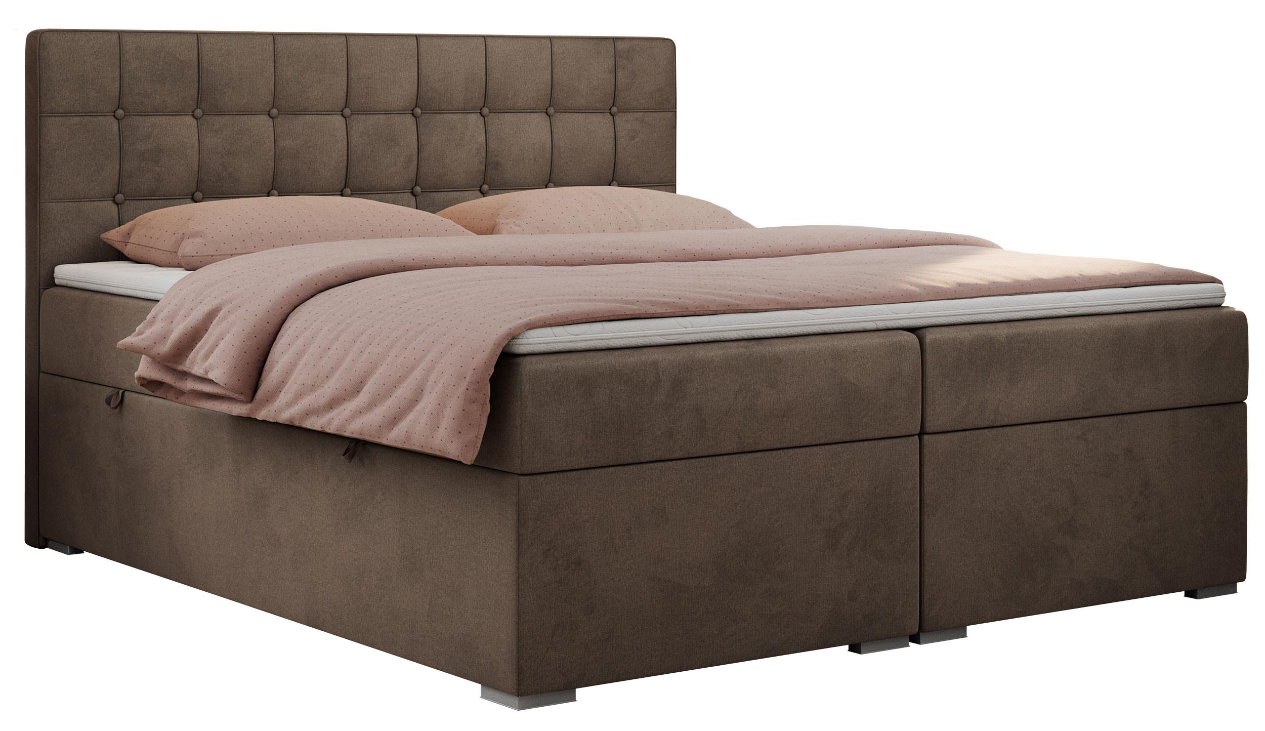 BOXBETT CARMEN 160/200 Braun Velvet - H4 - Braun, Holz/Textil (160/200cm) - MKS