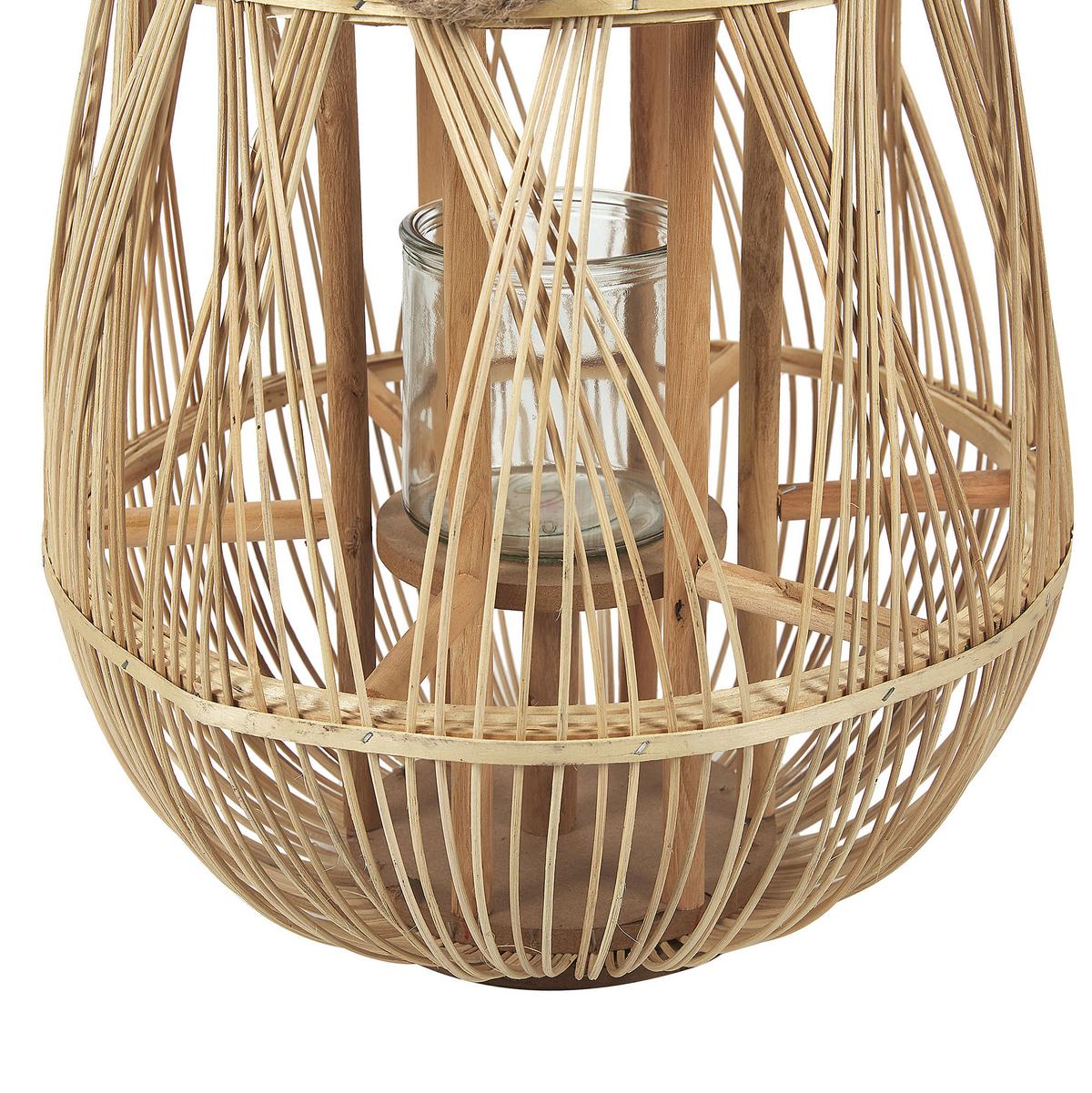 LATERNE Heller Holzfarbton Tonga - Hellbraun, Holz (34/56/34cm) - Beliani