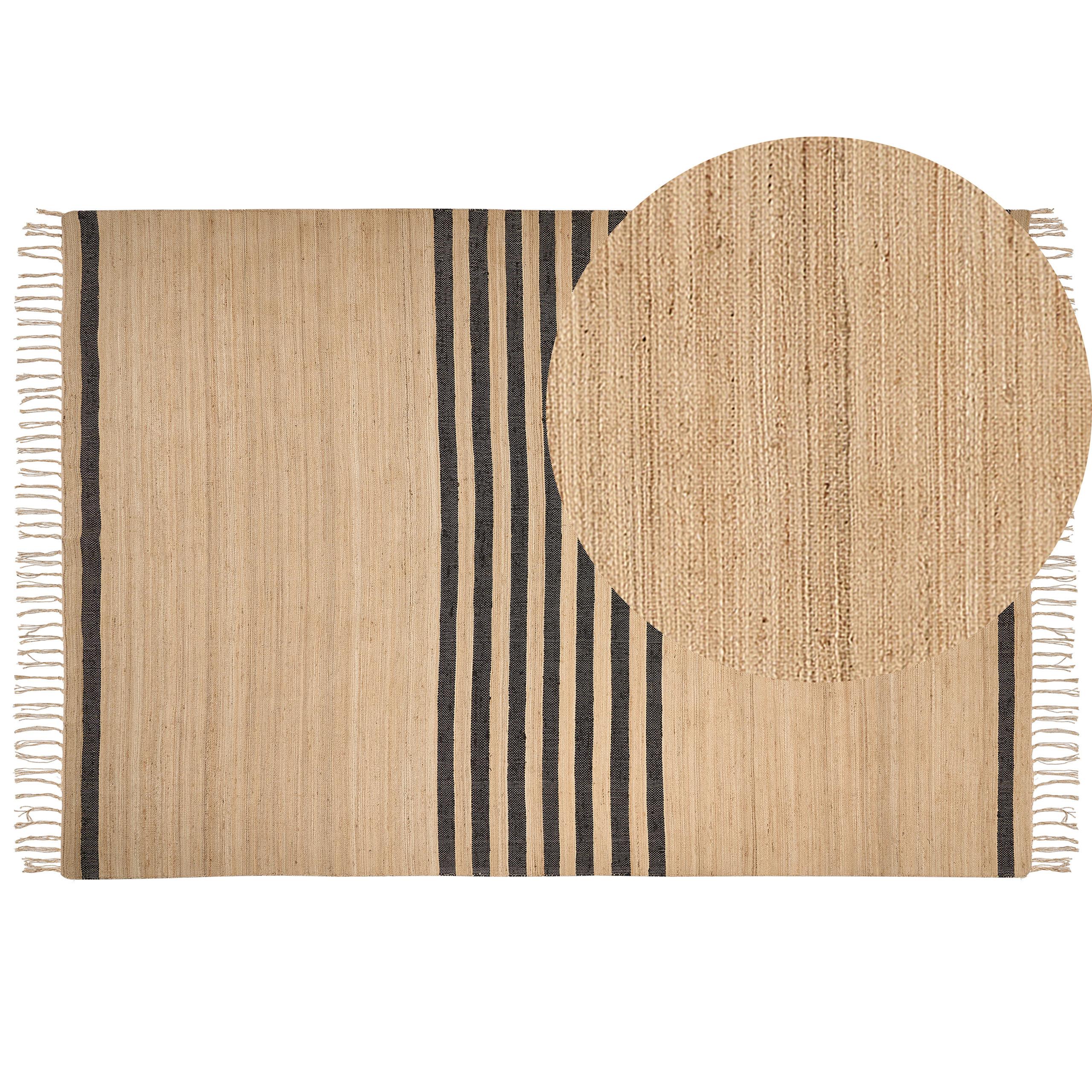 TEPPICH geflochten Beige 160/230 cm Ericek - Beige/Schwarz, Naturmaterialien (160/230cm) - Beliani