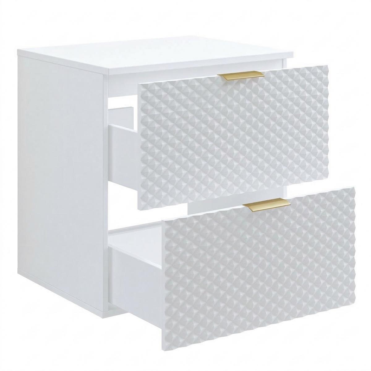 WASCHBECKENUNTERSCHRANK Borneo 2 Schubladen Matt Weiß - 60 x 49 x 63 cm - Weiß, Holz (60/63/49cm) - Badplaats