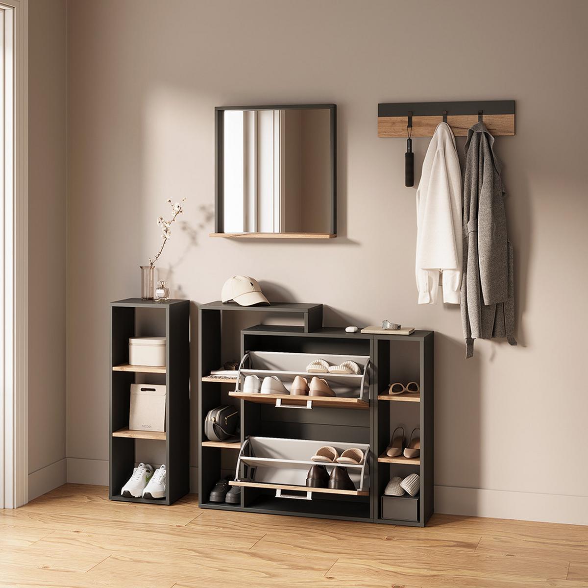 AUFBEWAHRUNGSREGAL Ortello Anthrazit/Goldkraft Eiche 30 x 90.5 cm - Honigeiche/Anthrazit, Holzwerkstoff (30/90.5/24cm) - Livinity®
